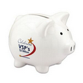 White Ceramic Piggy Bank - 5"x3-3/4"x5"